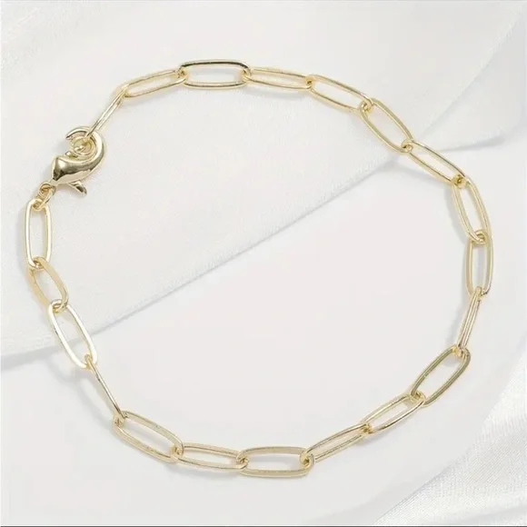 New Gold Paperclip Link Chain Bracelet - Picture 5 of 6